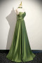 Shop 2025 ANNAKOO Green Satin Ruched A Line Lace Up Shawl Pom Dress Under 139