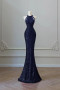 Shop 2025 ANNAKOO Navy Blue High Neck Sequin Trumpet Mermaid Prom Dress Under 139