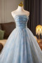 Shop 2025 ANNAKOO Blue Printed Pattern Tulle Beading Prom Dress with Cape Under 278