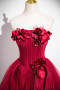 Shop 2025 ANNAKOO Burgundy Strapless Layer Tulle Layer FlowerProm Dress Under 219