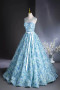 Shop 2025 ANNAKOO Print Blue Rose Flower A Line Scoop Beading Prom Dress Under 1199