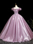 Shop 2025 ANNAKOO Off The Shoulder Pink Satin Corset Prom Dress Under 159