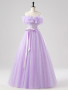 Shop 2025 ANNAKOO Purple Tulle Floor Length A Line Belt Prom Dress Under 156