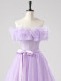 Shop 2025 ANNAKOO Purple Tulle Floor Length A Line Belt Prom Dress Under 156