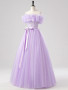 Shop 2025 ANNAKOO Purple Tulle Floor Length A Line Belt Prom Dress Under 156