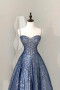 Shop 2025 ANNAKOO Spaghetti Strap Blue Tulle A-Line Sequins Prom Dress Under 159