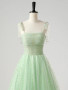 Shop 2025 ANNAKOO Light Green Tulle Spaghetti Strap Sequin Prom Dress Under 149