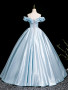 Shop 2025 ANNAKOO  A-Line Off the Shoulder Satin Ruffles Prom Dress Under 159