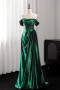 Shop 2025 ANNAKOO Green Off The Shoulder Ruched Velvet Prom Dress Under 149