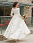 Shop ANNAKOO Deep V Neck Satin Ankle Length A Line Wedding Dress Unde 139