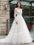 Shop 2025 ANNAKOO Long Sleeve V Neck A Line Lace Appliques Wedding Dress Under 198