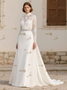 Shop 2025 ANNAKOO High Neck Long Sleeves Lace Beading Trumpet Mermaid Wedding Dress Under 190