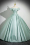 Shop 2025 ANNAKOO Corset Off The Shoulder Satin Green Ruffles Prom Dress under 169