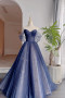 Shop 2025 ANNAKOO Off the Shoulder Blue Tulle Star Print Prom Dress Under 188