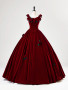 Shop 2025 ANNAKOO Flower Burgundy A-Line Velvet Long Prom Dress Under 169