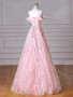 Shop 2025 ANNAKOO Pink Tulle Sequins Sequin Off The Shoulder Prom Dress Under 89