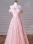 Shop 2025 ANNAKOO Pink Tulle Sequins Sequin Off The Shoulder Prom Dress Under 89