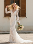 Shop 2025 ANNAKOO Lace Trumpet Mermaid Backless Long Sleeve Wedding Dress Under 199