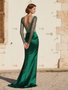 Shop 2025 ANNAKOO Green Long Sleeve Sequin Sheath Column Prom Dress With Slit Under 189