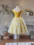 Shop 2023 ANNAKOO Yellow Satin Knee Length Print Homecoming Dress Under 139