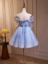 Shop 2025 ANNAkOO Blue Tulle Short A-Line Butterfly Pearls Homecoming Dress Under 139