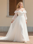 Shop 2025 ANNAKOO Off The Shoulder Long Sleeves Ruched Plus Size Wedding Dress Under 188