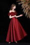 Shop 2025 ANNAKOO Burgundy Satin Tea Length A Line Prom Dress Under 189