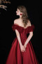 Shop 2025 ANNAKOO Burgundy Satin Tea Length A Line Prom Dress Under 189