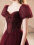 Shop 2025 ANNAKOO Burgundy Sparkle Tulle A-Line Short Sleeve Prom Dress Under 169