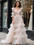 Shop 2025 ANNAKOO Ruffles V Neck Sequin Tulle A Line Wedding Dress With Belt Under  198