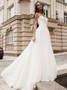 Appliques Beading Sweetheart Ruched Tulle Wedding Dress