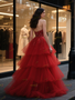 Shop 2025 ANNAKOO Red Sweetheart Layers Beading Tulle A Line Wedding Dress Under 399