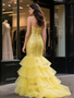 Shop 2025 ANNAKOO Yellow Sequin Beading Sequin Trumpet Mermaid Ruffles Prom Dress Under 398