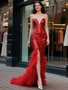 Shop 2025 ANNAKOO Red Sweetheart Sequin Trumpet Mermaid Prom Dress With Feather Under 399