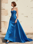 Shop 2025 ANNAKOO Royal Blue Satin Ruched A Line Simple Prom Dress Under 169