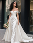 Shop 2025 ANNAKOO Simple Off The Shoulder Ruched A Line Satin Wedding Dress Under 198