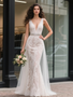 Shop 2025 ANNAKOO V Neck Beading Belt Trumpet Mermaid Lace Wedding Dress Under 239