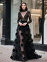 Shop 2025 ANNAKOO Black High Neck Lace Flower Tulle Prom Dress With Slit Under 288