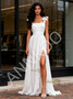 Shop 2025 ANNAKOO White Tie Shoulder A Line Chffon Bridesmaid Dress With Slit Under 109