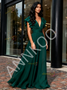 Shop 2025 ANNAKOO Chiffon Ruffles Sleeves V Neck Green A Line Bridesmaid Dress Under 129