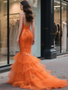 Shop 2025 ANNAKOO High Neck Orange Keyhole Sequin Trumpet Mermaid Prom Dress Under 199