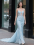 Shop 2025 ANNAKOO Baby Blue Spaghetti Straps Sequin Keyhole Mermaid Prom Dress Under 298