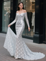 Shop 2025 ANNAKOO Silver Off The Shoulder Long Sleeve Trumpet Mermaid Prom Dress Under 399