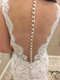 Appliques Illusion Back Lace Mermaid Round Neck Wedding Dress