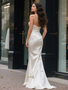 Shop 2025 ANNAKOO Spaghetti Straps Trumpet Mermaid Satin Knot Wedding Dress Under 169