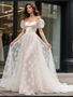 Shop 2025 ANANKOO Puffy Sleeve Satin Lace A Line Square Wedding Dress Under 189