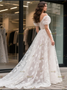 Shop 2025 ANANKOO Puffy Sleeve Satin Lace A Line Square Wedding Dress Under 189
