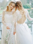 Lace Long Sleeves A-Line  Open Back Tulle wedding Dress