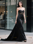 Shop 2025 ANNAKOO Black Sweetheart Trumpet Mermaid Satin Beading Prom Dress Under 239