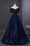 Shop 2025 Annakoo Navy Satin Beading A Line Off The Shoulder Prom Dress Under 189